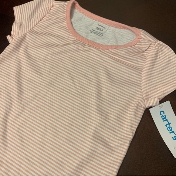 CARTER’S Pink and White Striped Tee 5T NWT - Picture 6 of 7